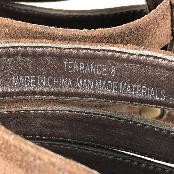 Corkys Women's Size 8 Terrance Brown Faux Suede Open Toe Back Zip Sandals - Picture 14 of 15